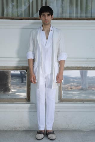 Ankur J Crochet Overlay Jacket & Pant Set 
