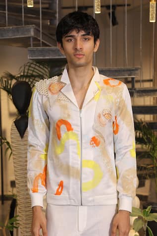 Ankur J Designer White Bomber Shirt 
