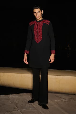 Contrast By Parth Ruby Glint Hand Embroidered Kurta Set 