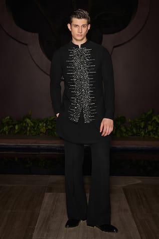 Contrast By Parth Noir Crest Nehru Jacket Set 