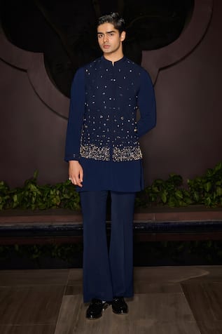 Contrast By Parth Stellar Hand Embroidered Nehru Jacket Set 