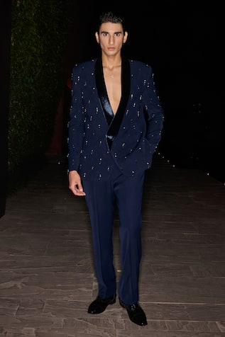 Contrast By Parth Hand Embroidered Bluemere Tuxedo Set 