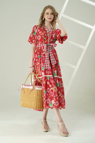Surabhi Arya Floral Print Muslin Dress 