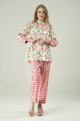 Surabhi Arya Floral Muslin Top & Pant Set 