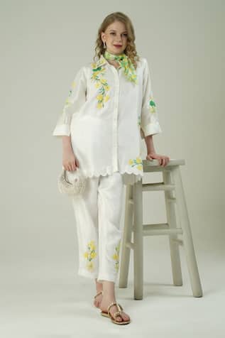 Surabhi Arya Ivory Patch Work Embroidered Shirt Set 
