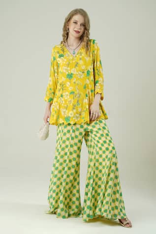 Surabhi Arya Floral Hand Embroidered Kurta & Sharara Set 