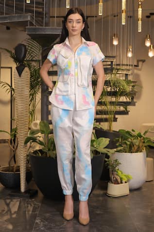 Ankur J Multi Color Modal Satin Shirt & Joggers Set 