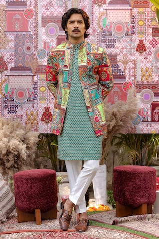 Ankur J Multi Color Designer Bandhgala Kurta Set 