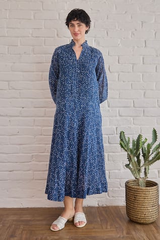 Taro Raindrop Confetti Dot Print Dress 