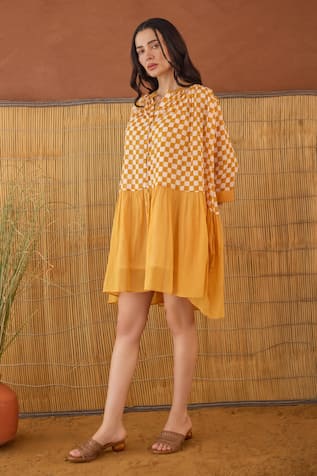 Taro Block Printed Honey Drift Dress 