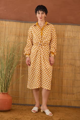 Taro Golden Hour Gingham Shirt Dress 