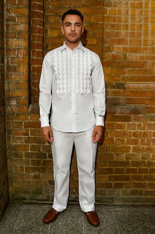 Therealb Designer White Shirt & Pant Set 