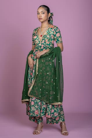 Damoiselle Floral Print Anarkali Kurta Set 