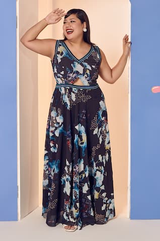 Mamicha Floral Print Georgette Gown 