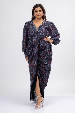 Mamicha Designer Black Georgette Dress  