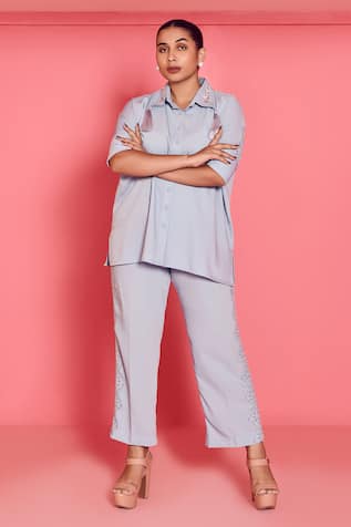 Mamicha Ice Blue Tassel Co-Ord Set 