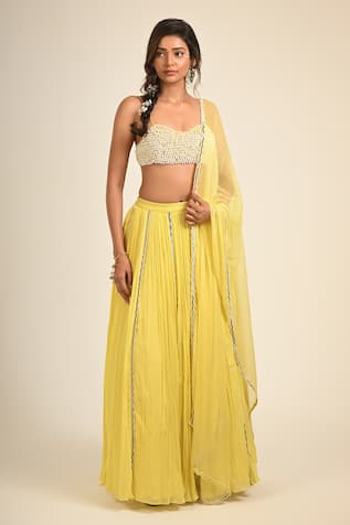 Couture By Niharika Yellow Organza & Viscose Georgette Set 