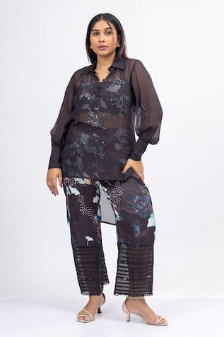 Mamicha Mystic Dusk Satin Crepe Co-ord Set 