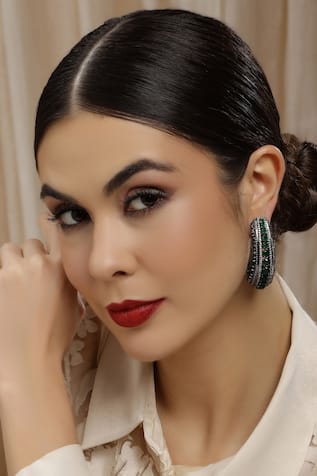 Ruby Raang Designer Half Hoop Earrings 