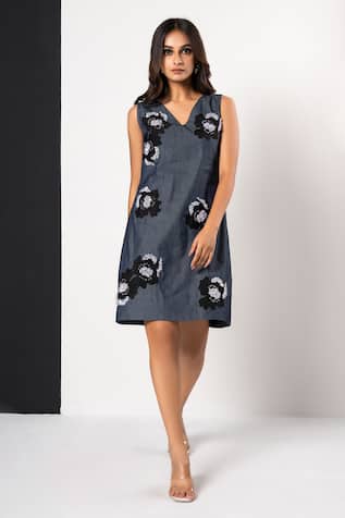 That Thing You Love Belle Fleur Denim Blue Dress 