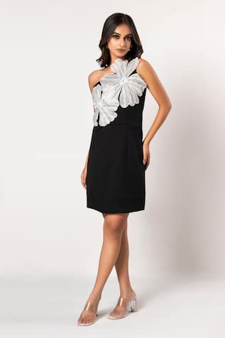 That Thing You Love Double Flower Black Dress 