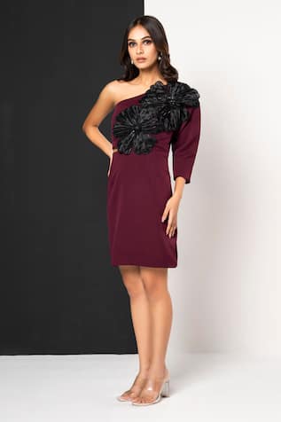 That Thing You Love Double Flower Maroon Dress 