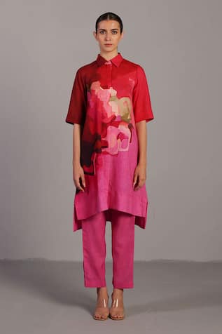 Clos Fuchsia Pink Designer Kurta & Pant Set 
