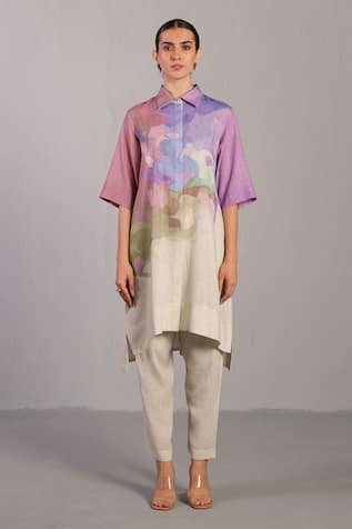 Clos Pastel Multicolor Designer Kurta & Pant Set 