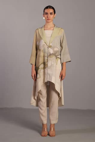 Clos Moss Green Designer Jacket & Pant Set 