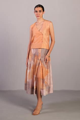 Clos Soft Grey & Orange Designer Waistcoat Set 