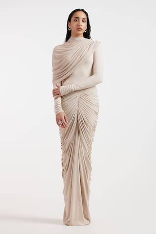 Deme By Gabriella Ivory Draped Dress 
