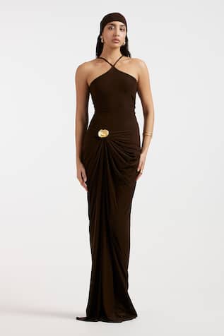 Deme By Gabriella Expresso Brown Designer Dress 