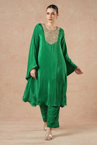 Dori & CO. Emerald Green Kaftan & Pants Set 