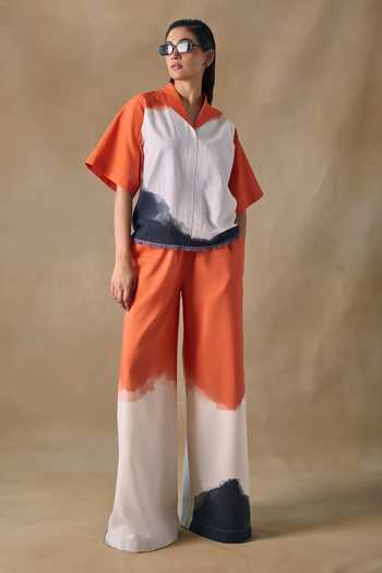 Pocketful Of Cherrie Orange Washed Palazzo Pants 