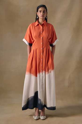 Pocketful Of Cherrie Orange Washed Kimono Dress 