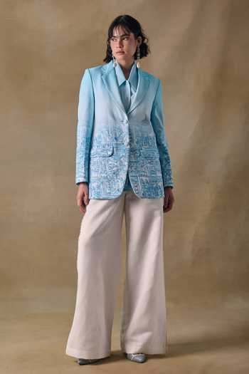Pocketful Of Cherrie Blue Landscape Gradient Blazer 