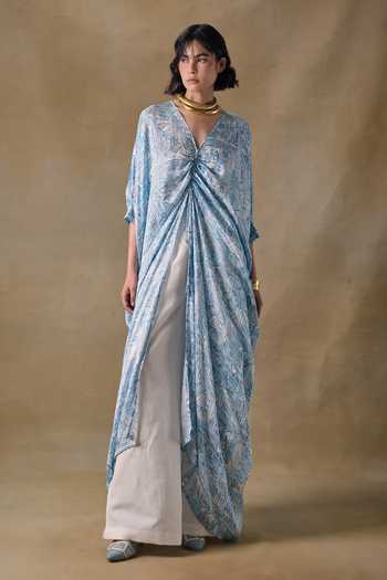 Pocketful Of Cherrie Blue Landscape Print Kaftan 
