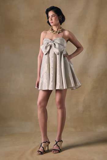 Pocketful Of Cherrie Fold Foil Fit and Flare Mini Dress 