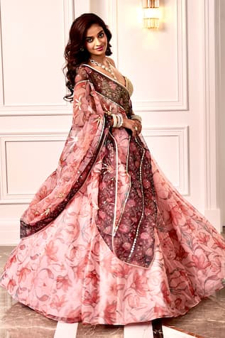 Rashika Sharma Peach Hand Embroidered Lehenga Set 