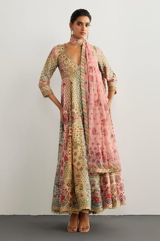 RI.Ritu Kumar Kashmiri Buti Anarkali Set 