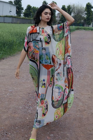 She'll Multicolor Chiffon Kaftan 