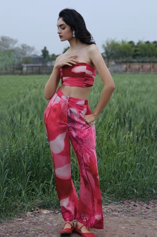She'll Pink Satin Bralette & Pant Set 