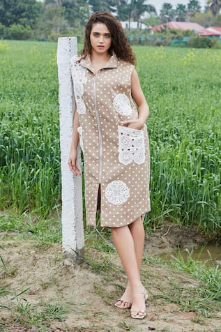 She'll TAN Polka Dot Jacket Dress 