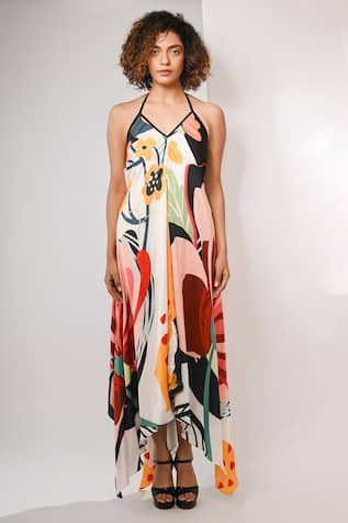 Rimi Nayak Abstract Floral Printed Maxi Dress 