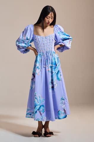 THE IASO Lilac Floral Corset Bloom Dress 