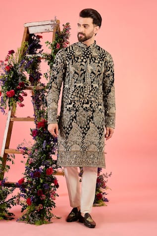 Kasbah Midnight Black Sequin Kurta 