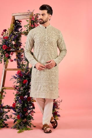 Kasbah Beige Mouse Chikankari Kurta 