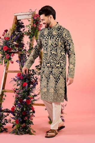 Kasbah Midnight Teal Sequin Kurta 