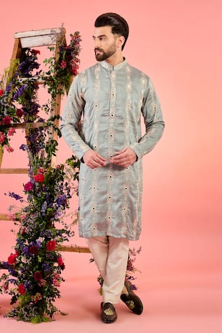 Kasbah Grey Mirror Work Kurta 