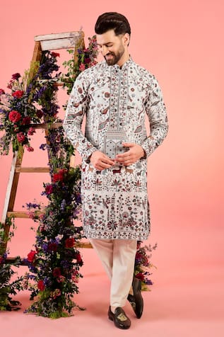 Kasbah Chikankari Silk Kurta 